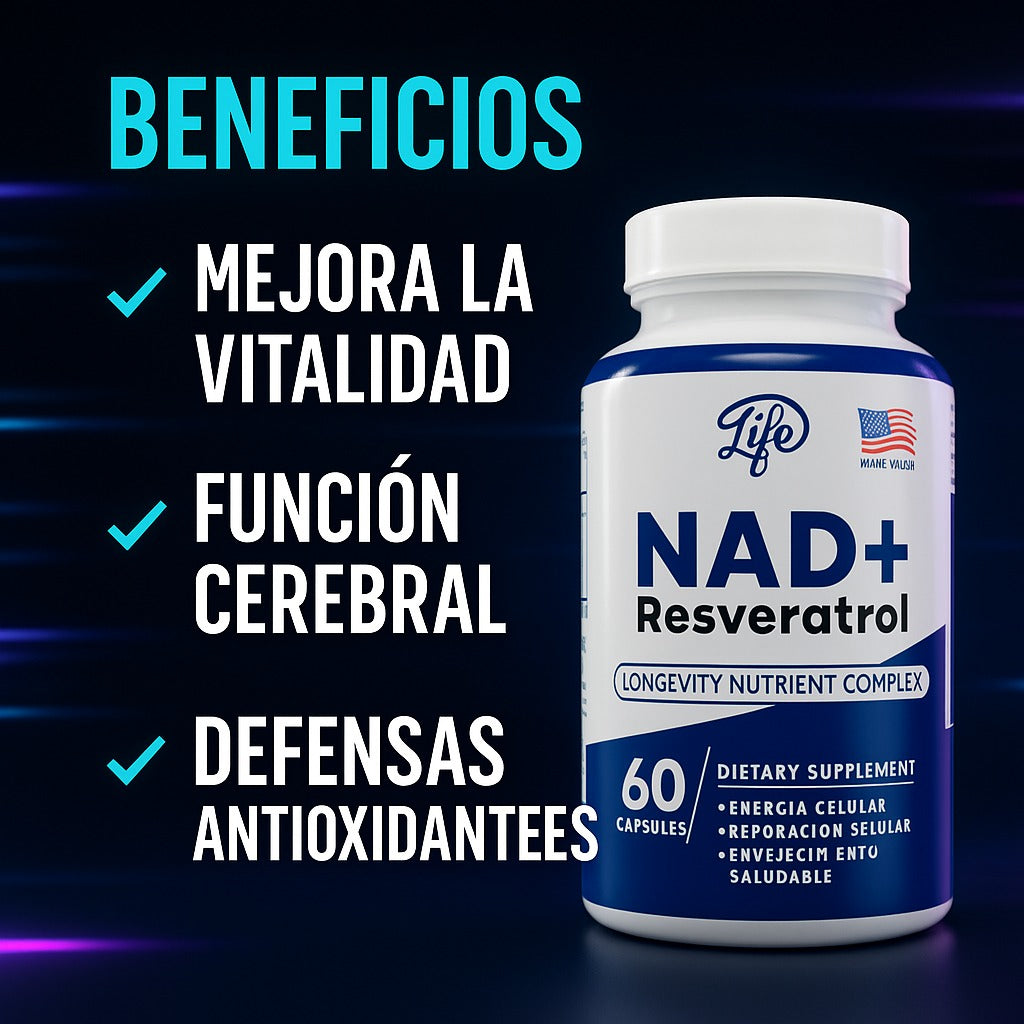 NAD + Resveratrol - Complejo de Longevidad (60 cápsulas)